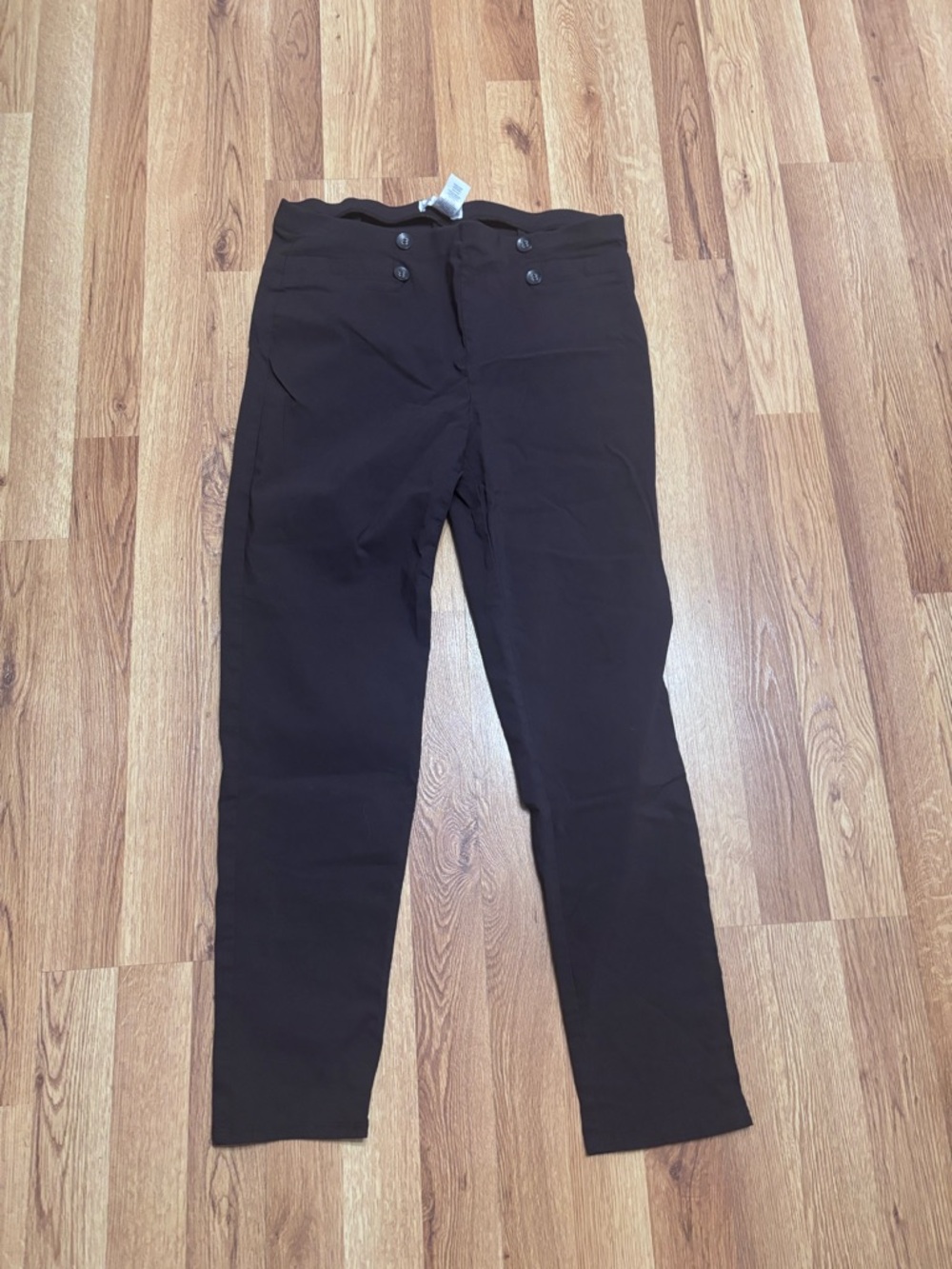 Slim High-Waist Skinny Pants in Dark Brown